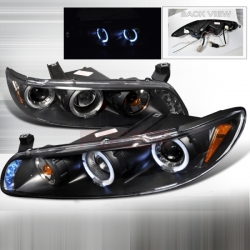 1997-2003 Pontiac Grand Prix Halo Projector Headlight Black - 1 Pair