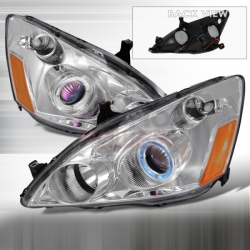 2003-2007 Honda Accord Halo Projector Headlight Chrome- 1 Pair
