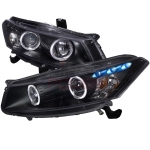 2008-2012 Honda Accord Halo Projector Headlight Black- 1 Pair
