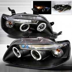 2004-2008 Chevrolet Aveo Halo LED Projector Headlight Black- 1 Pair