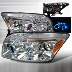 2007-2010 Dodge Caliber Halo LED Projector Headlight Chrome- 1 Pair
