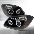 2005-2010 Chevrolet Cobalt Halo LED Projector Headlight Black- 1 Pair