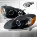 2003-2005 Toyota Corolla Halo Projector Headlight Black- 1 Pair