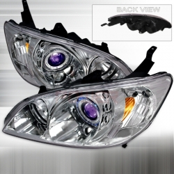 2004-2005 Honda Civic Halo Projector Headlight Chrome- 1 Pair