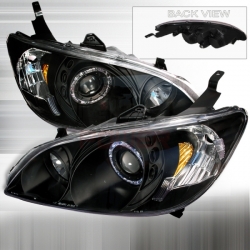2004-2005 Honda Civic Halo Projector Headlight Black- 1 Pair