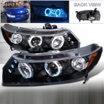 2006-2011 Honda Civic Halo LED Projector Headlight Black- 1 Pair